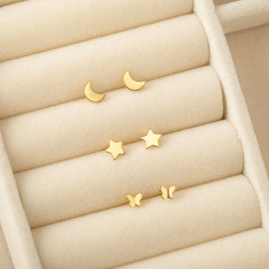 Moon Button Earrings