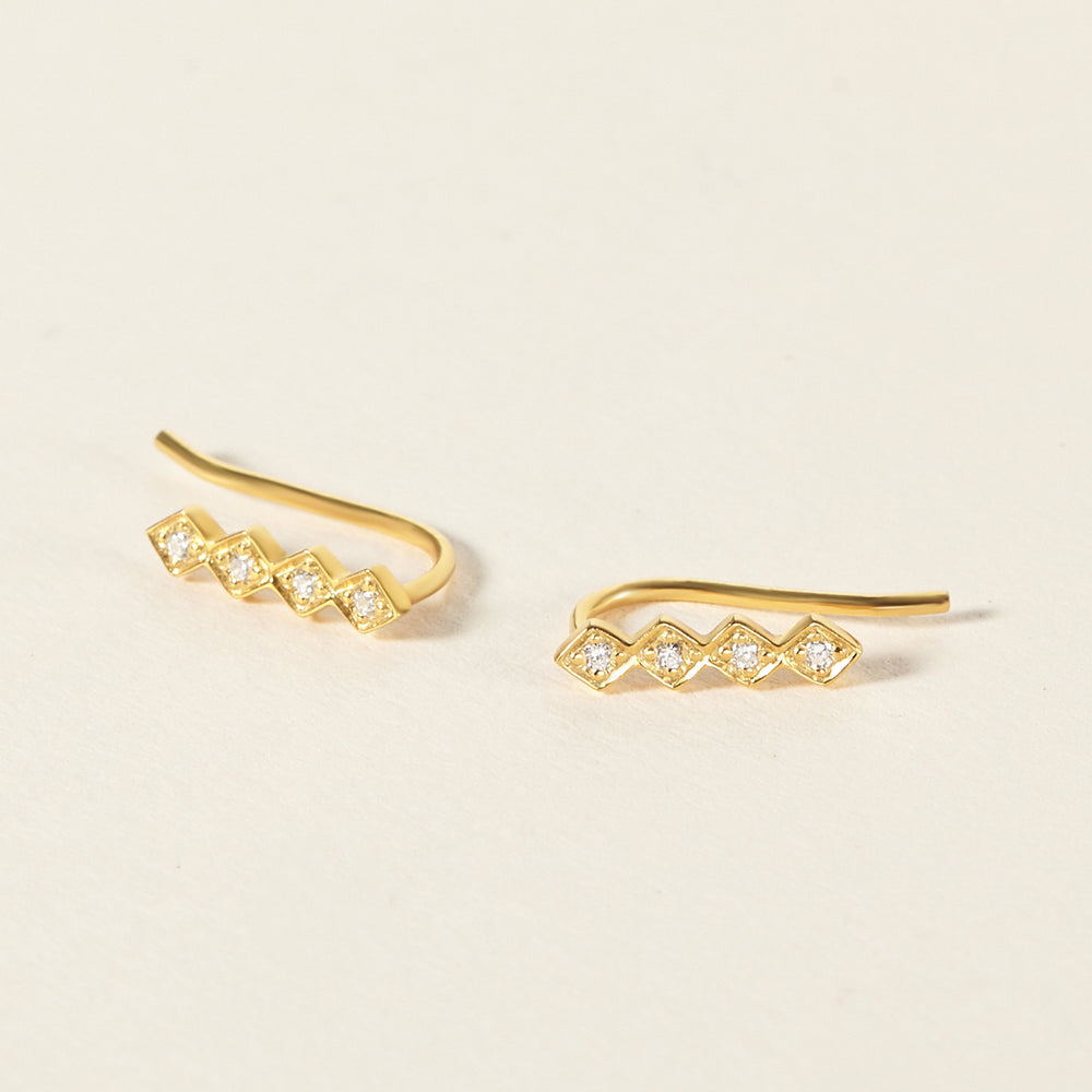 Diamond-shaped Climber Earrings