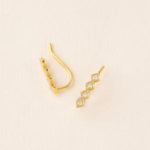 Diamond-shaped Climber Earrings