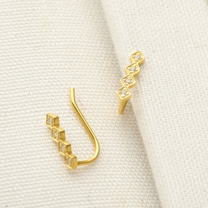 Diamond-shaped Climber Earrings