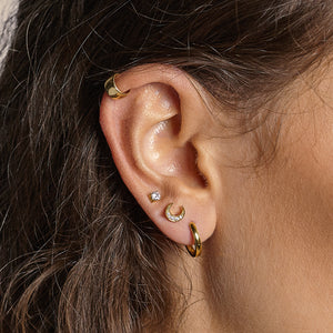 CZ Moon Button Earrings