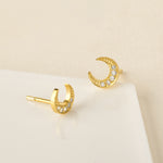 CZ Moon Button Earrings