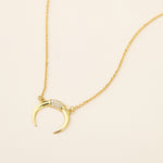 Zirconia Moon-shaped Charm Necklace