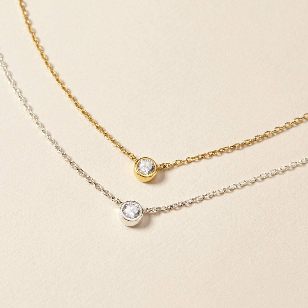 Rounded Zircon Charm Necklace