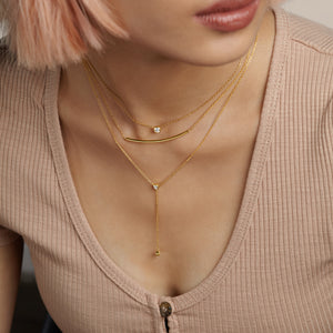 Rounded Zircon Charm Necklace