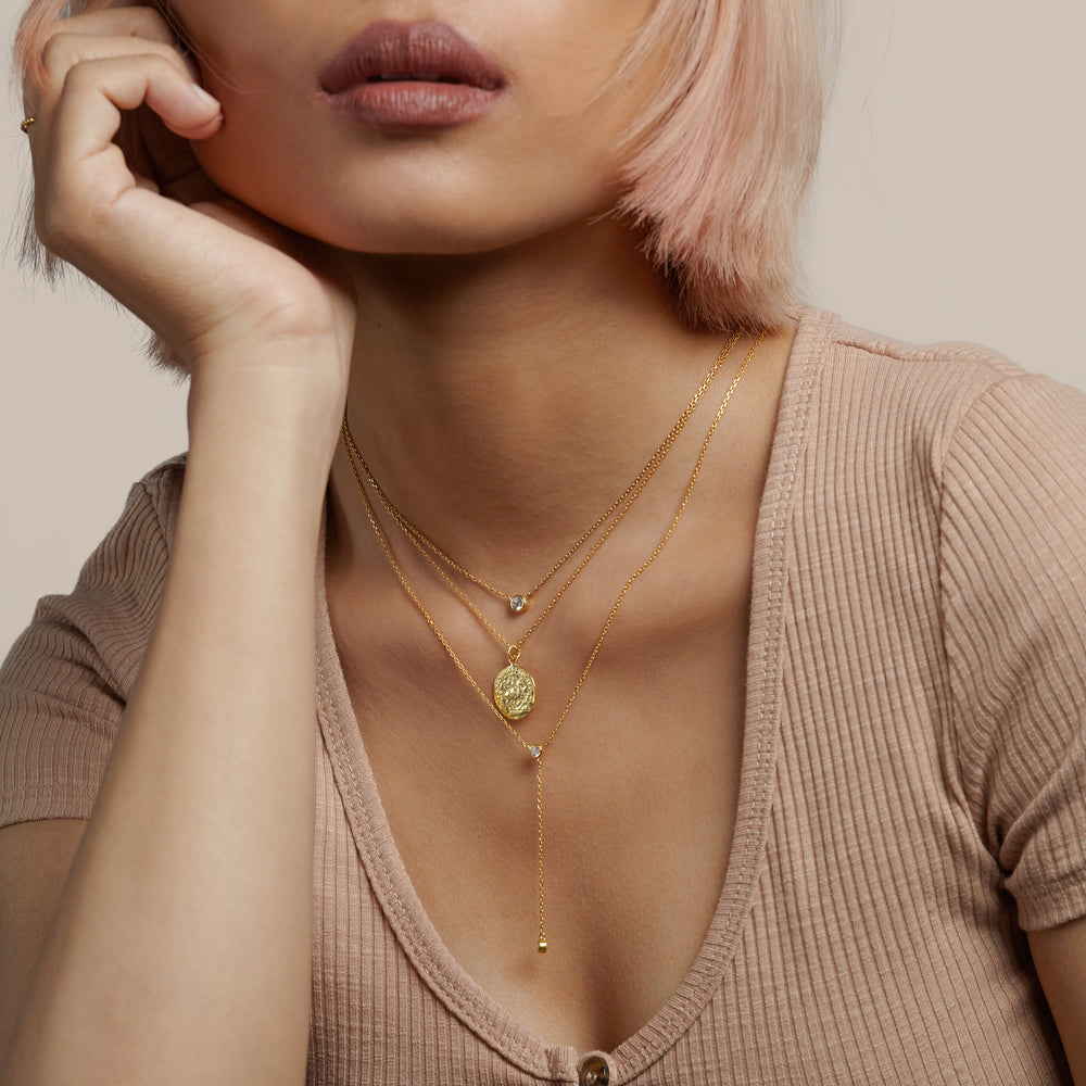 Rounded Zircon Charm Necklace